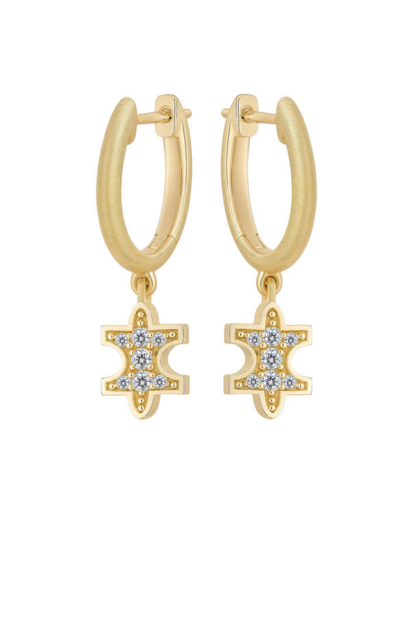 Full-Pavé Micro Hoops, 18K Yellow Gold & Diamonds