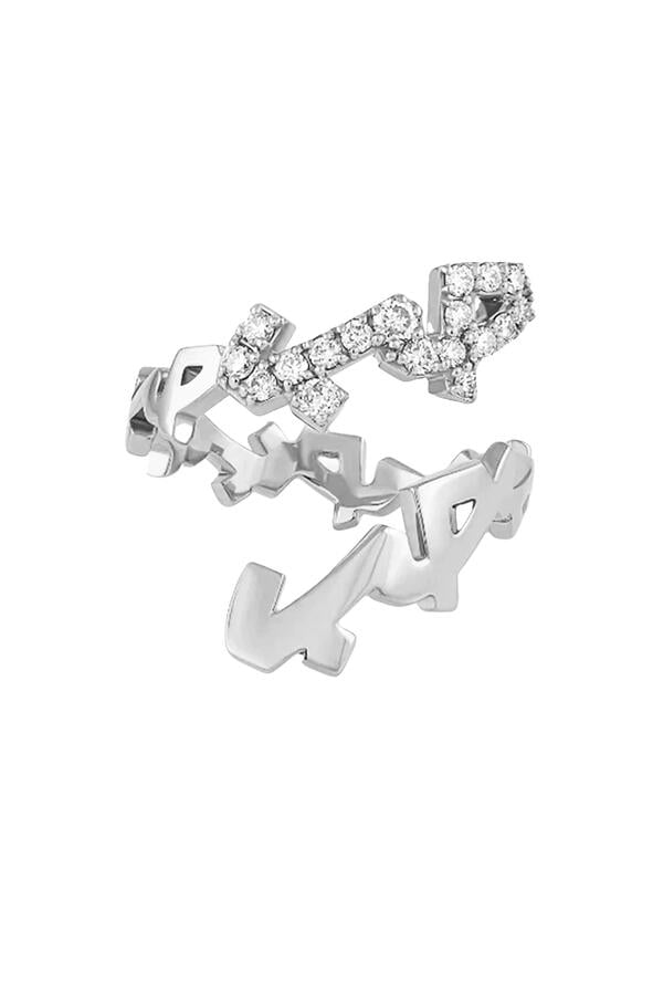 Hobb — "Love" Ring, 18K White Gold &  Diamonds