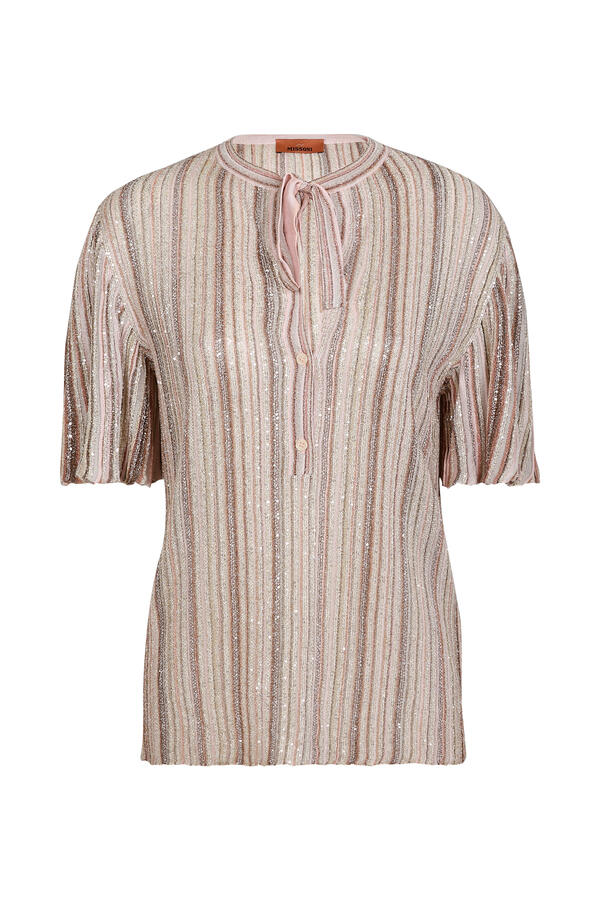 Self-Tie Detail Low V-Neckline Top