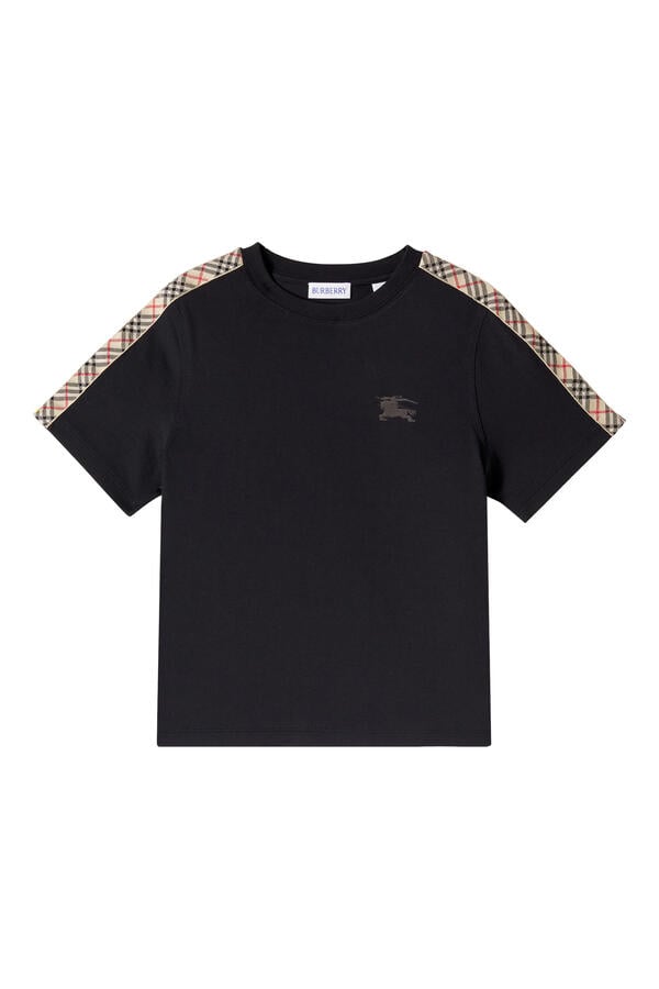 Kids Check Trim Cotton T-shirt