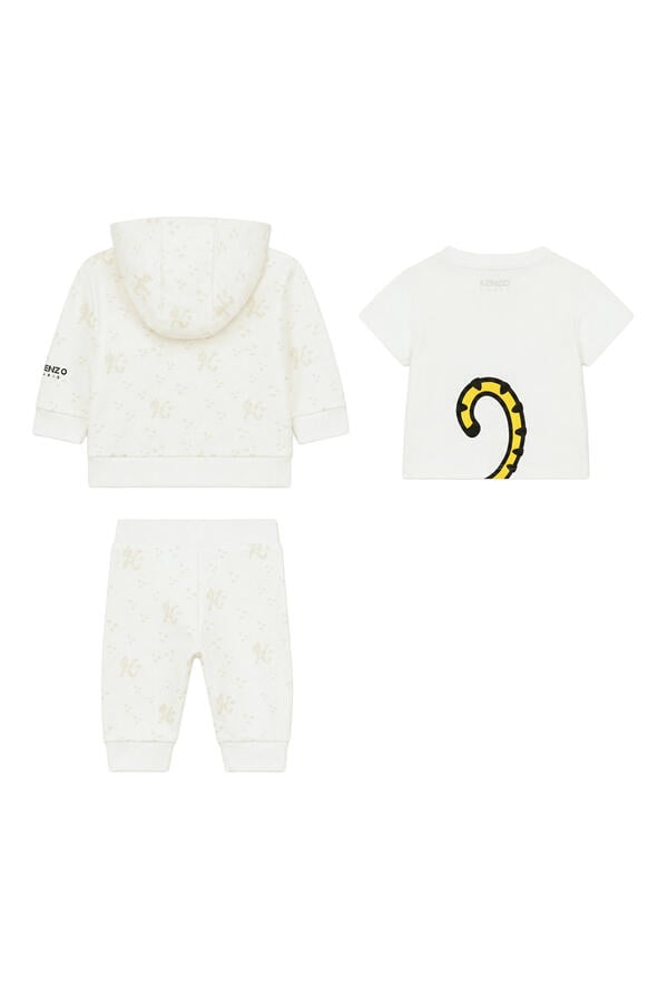 Kids Printed Hooded Sweatshirt, T-Shirt & Trousers Set