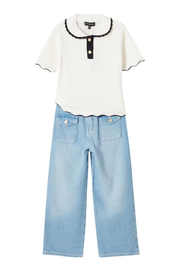 Kids  Contrast Scallop Detail Polo