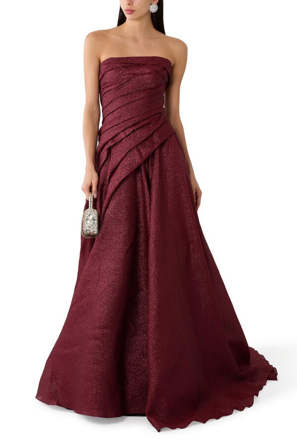 Draped Strapless Bustier Gown
