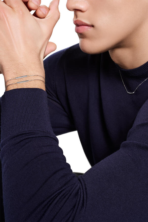 Quatre Grosgrain Chain Bracelet, 18K White Gold