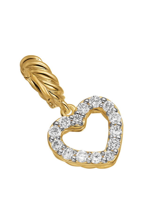 Micro Pavé Open Heart Amulet, 18K Yellow Gold & Diamonds