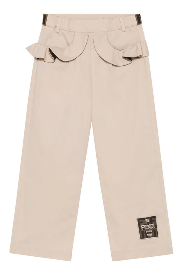 Kids Ruffle-Trimmed Logo Patch Trousers