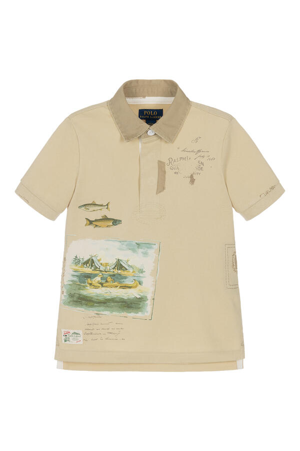 Kids Scenic-Print Mesh Rugby Shirt