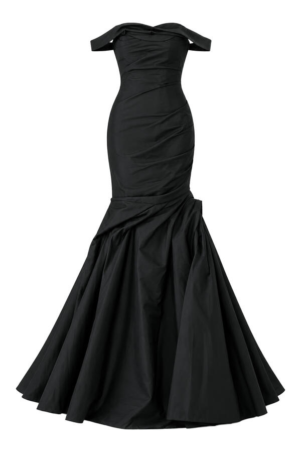 Asymmetric Draped Mermaid Gown