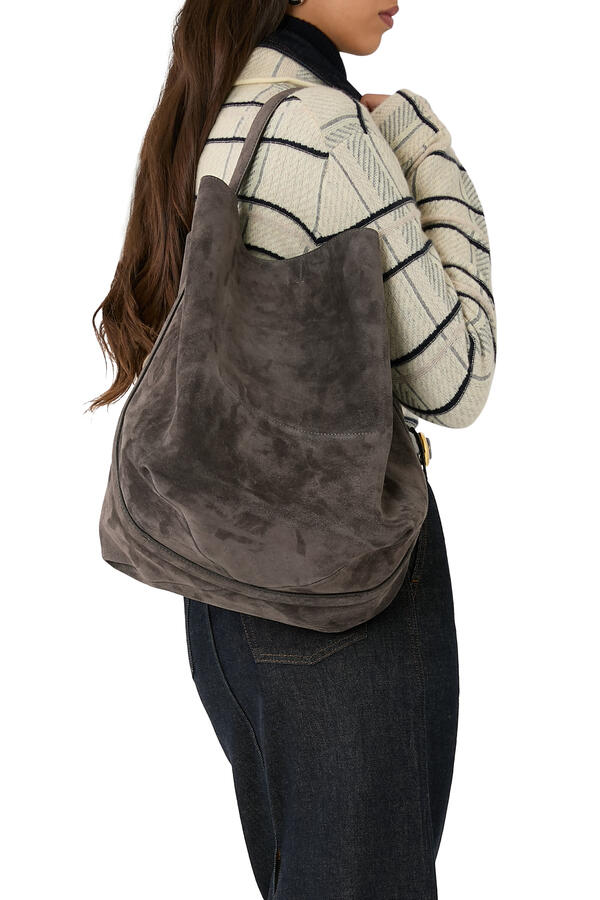 Belted Suede Tote Bag