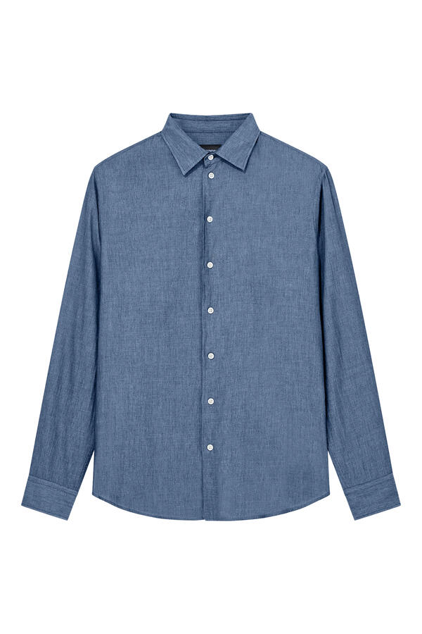 Classic Collar Denim-Effect Shirt