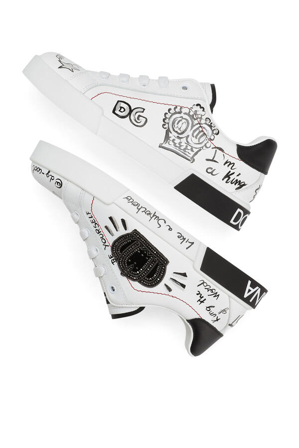 Kids Graphic Print Calfskin Portofino Light Sneakers