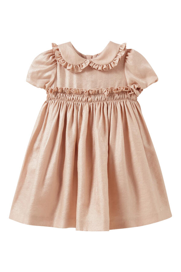 Kids Shimmering Ruffled Peter Pan Collar Dress
