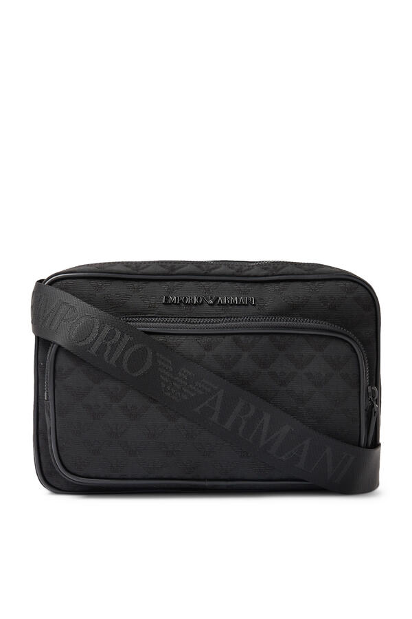 Nylon Shoulder Bag With All-Over Jacquard Eagle