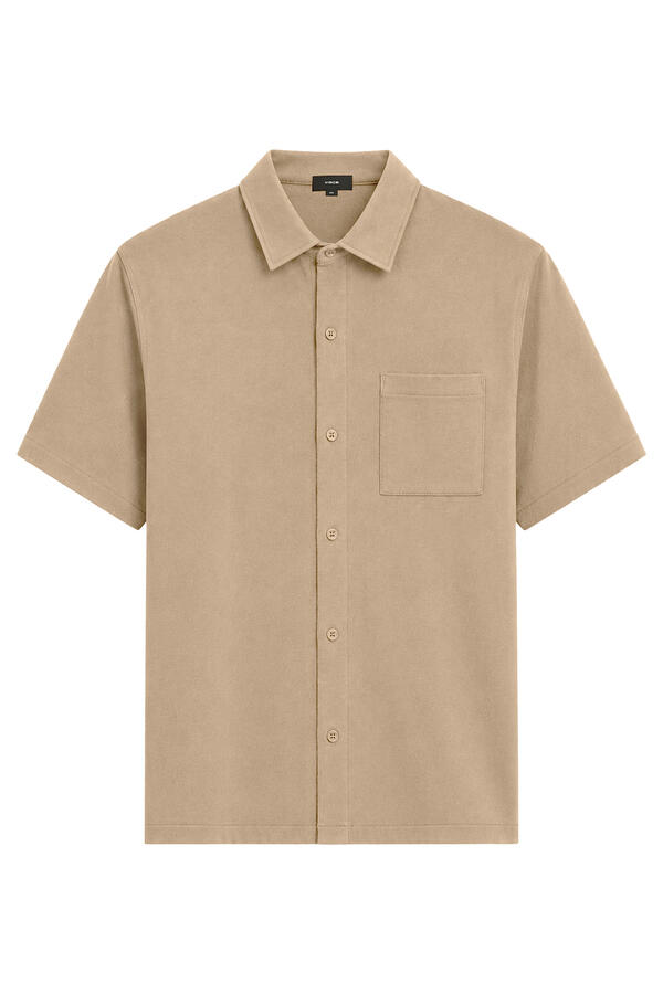 Sueded Cotton Jersey Button-Front Shirt