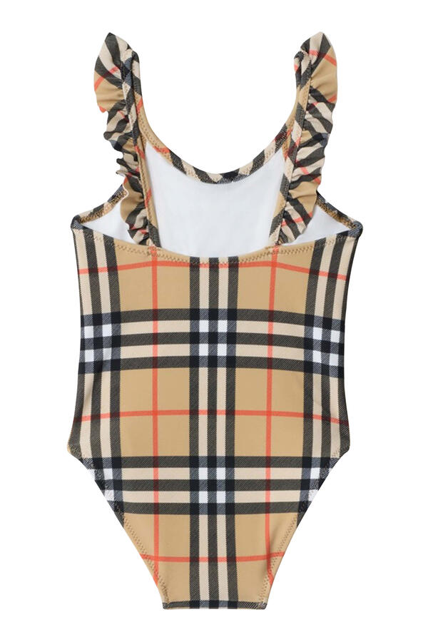 Kids Ruffle Trim Check Swimsuit