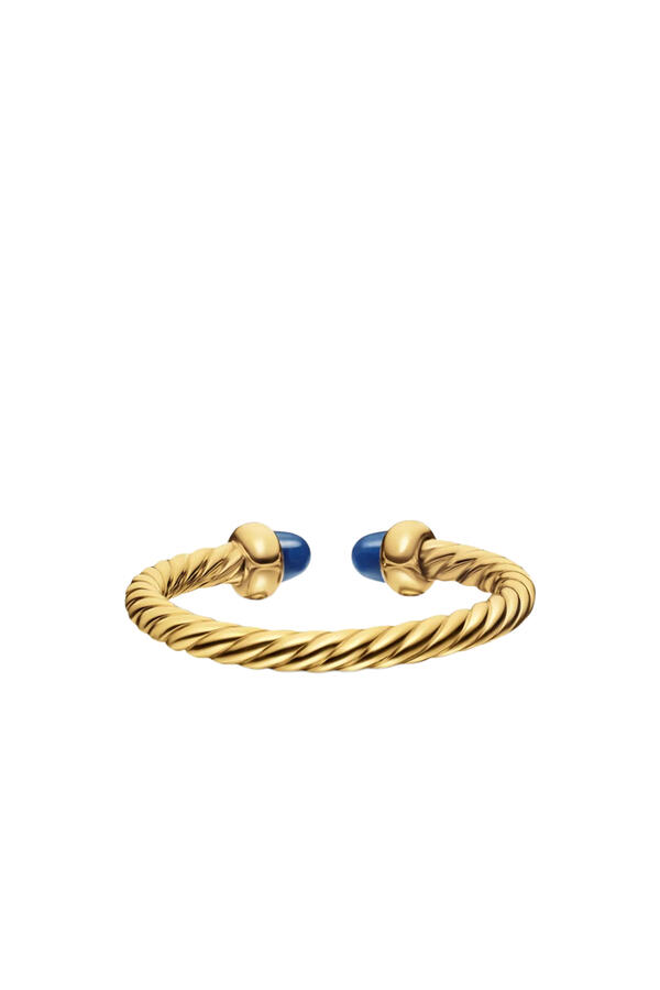 Micro Cablespira® Flex Open Ring, 18K Yellow Gold with Blue Sapphires
