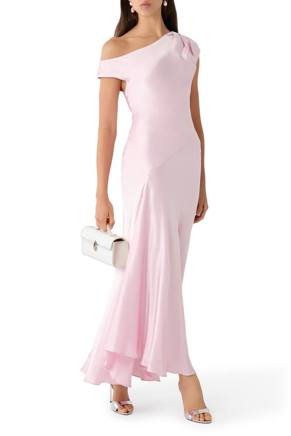 La Lune Asymmetrical Draped Maxi Dress