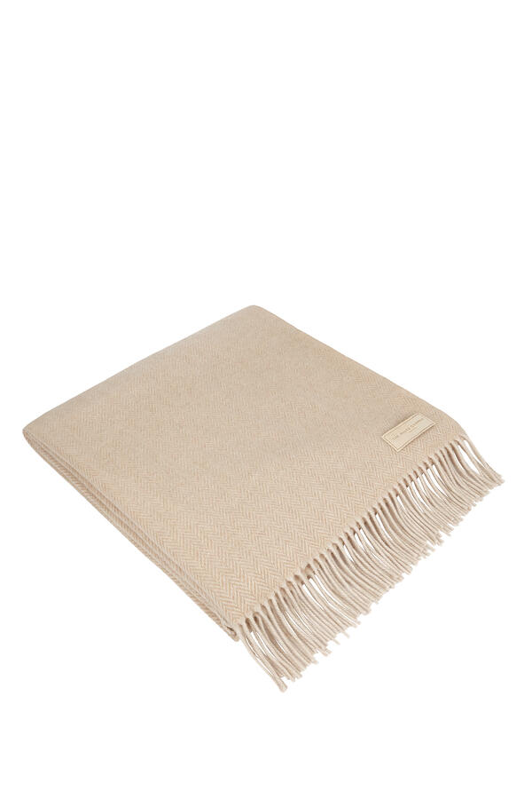 Luxury Wool Cashmere Herringbone Throw