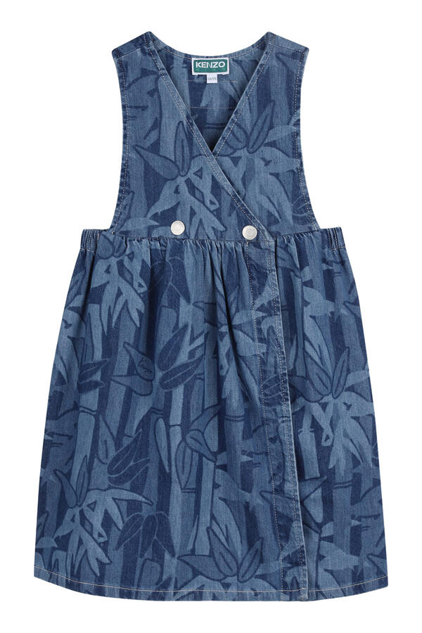 Kids Foliage-Print Denim Dress