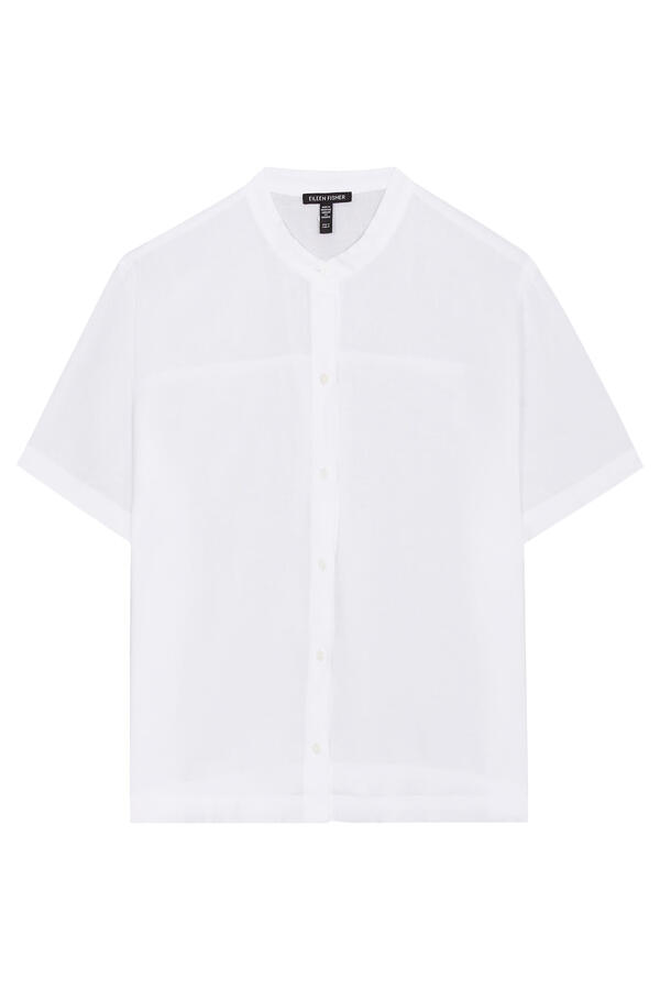 Organic Handkerchief Linen Band Collar Shirt