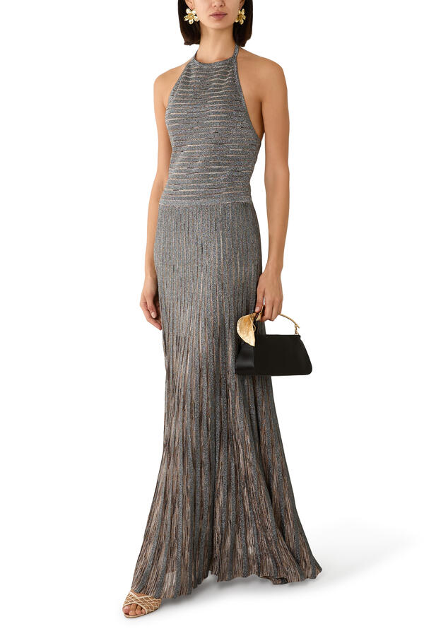 Partialized Sleeveless Halter Maxi Dress