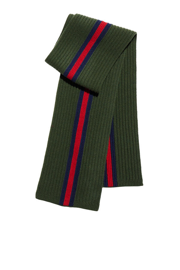 Kids Rib Wool Scarf with Web