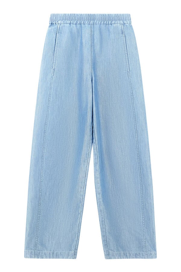 Wide-Leg Metal-Look Denim Trousers