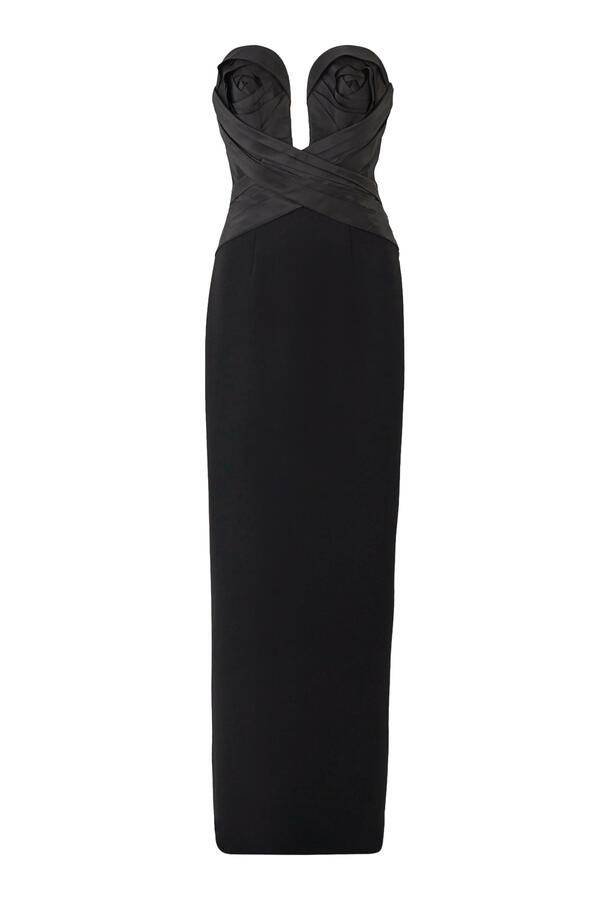  Strapless Draped Bodice Column Gown 