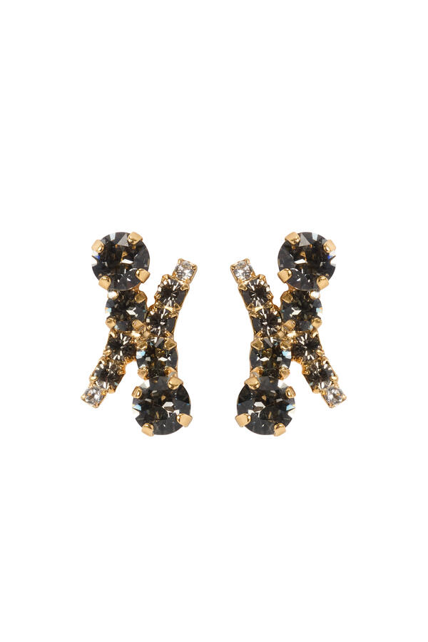 Halo Earrings, 18K Gold-Plated Brass, Black Diamonds & Swarovski® Crystals