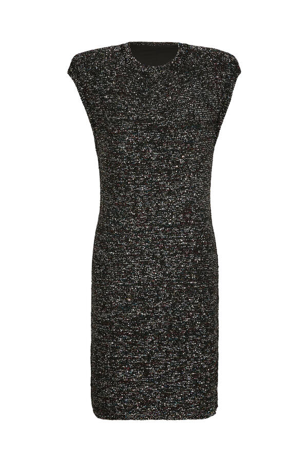 Sequin Padded-Shoulder Dress