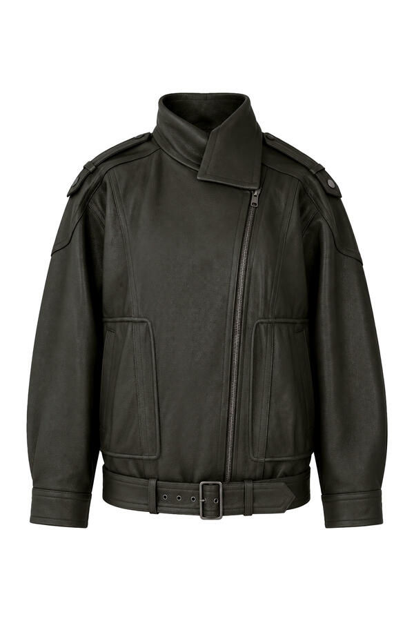 Leather Oversized Biker Jacket 