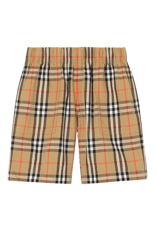 Kids Check Cotton Cargo Shorts