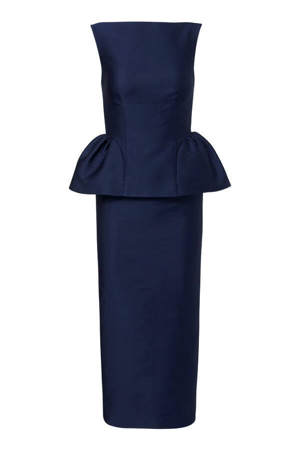Sleeveless Peplum Colum Midi Dress