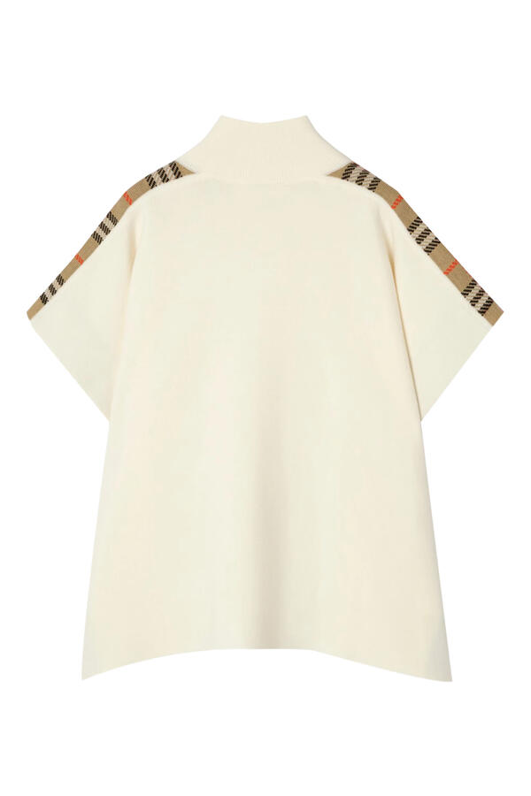 Kids Check Trim Wool Cape 
