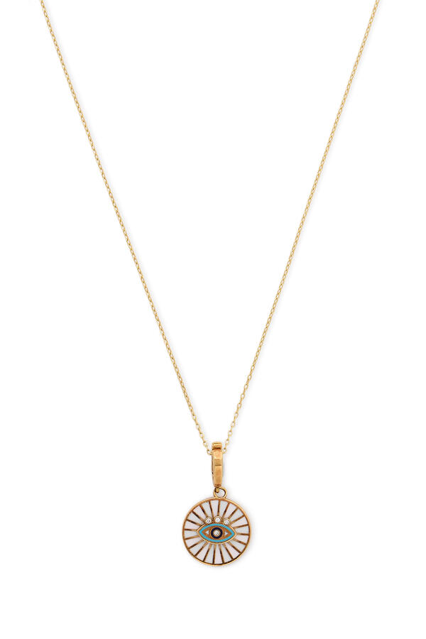 Spiral Eye Necklace, 18K Yellow Gold with Multicoloured Enamel & Diamonds