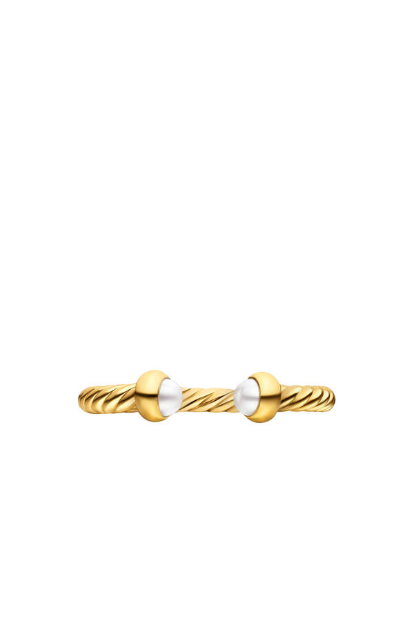 Micro Cablespira® Flex Open Ring, 18K Yellow Gold & Pearls