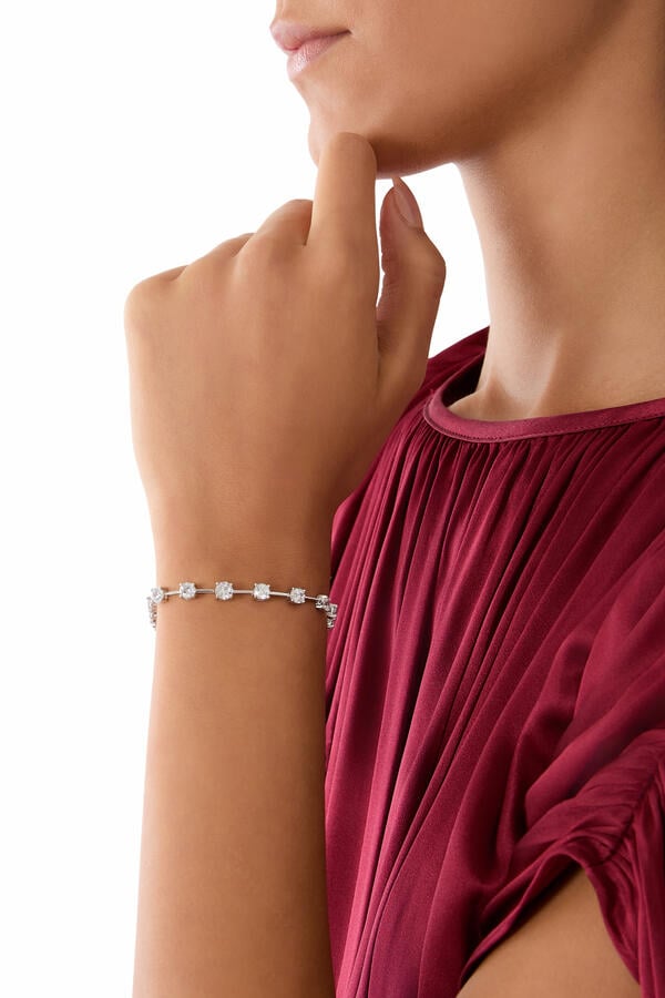 Graduated Round Bar Spaced Bracelet, Cubic Zirconia