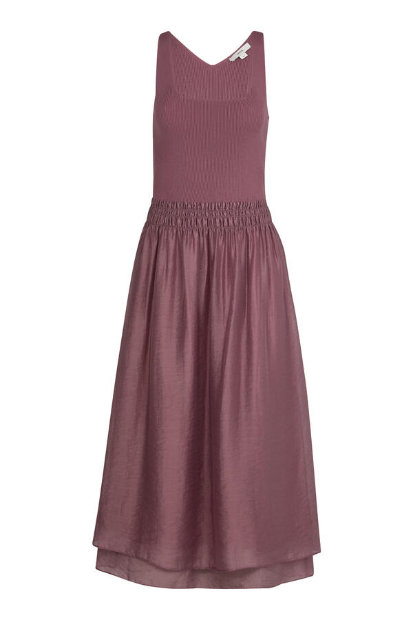 Square-Neck Mixed-Media Dress