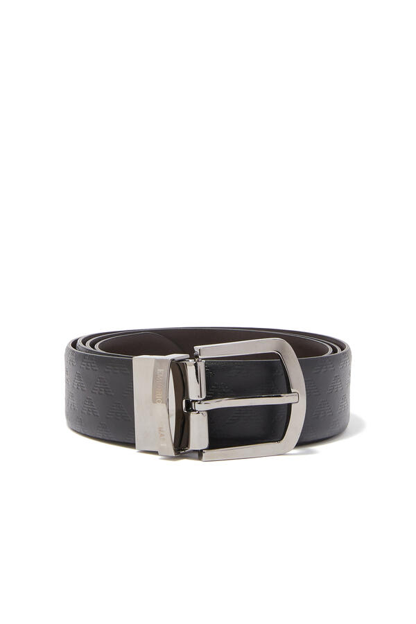All-Over Logo Reversible Leather Buckle Belt
