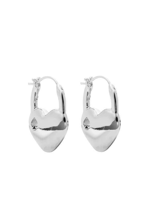 Heart Spade Huggies, Brass, Stainless Steel Posts & Cubic Zirconia