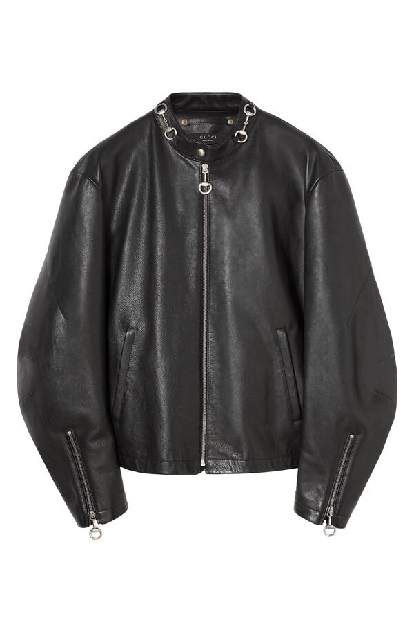 Leather Jacket with Horsebit