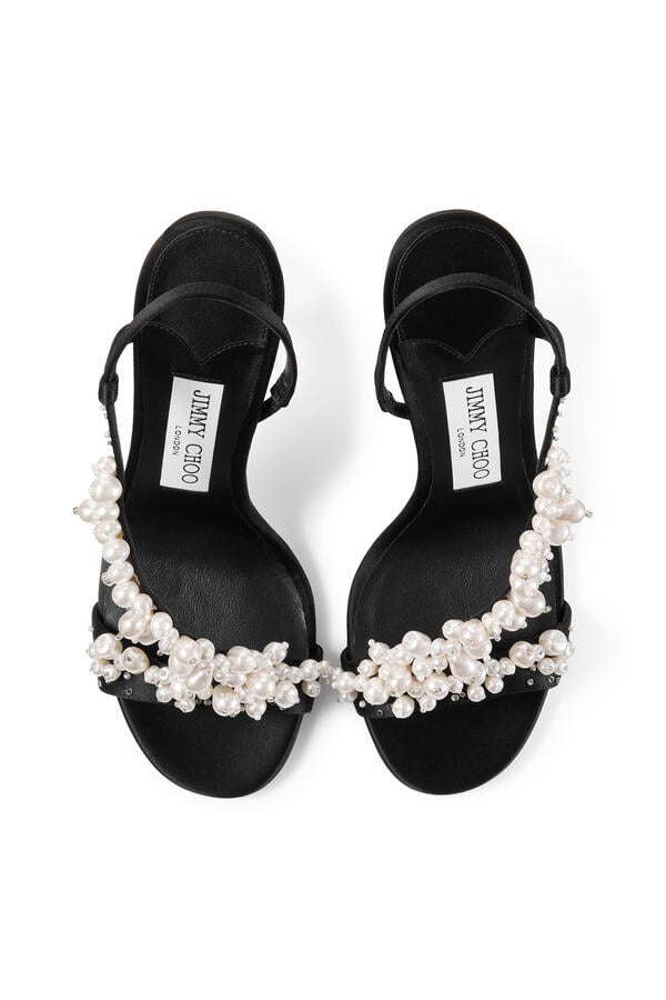 Irina Satin 100 Sandals with Pearl & Crystal Embroidery