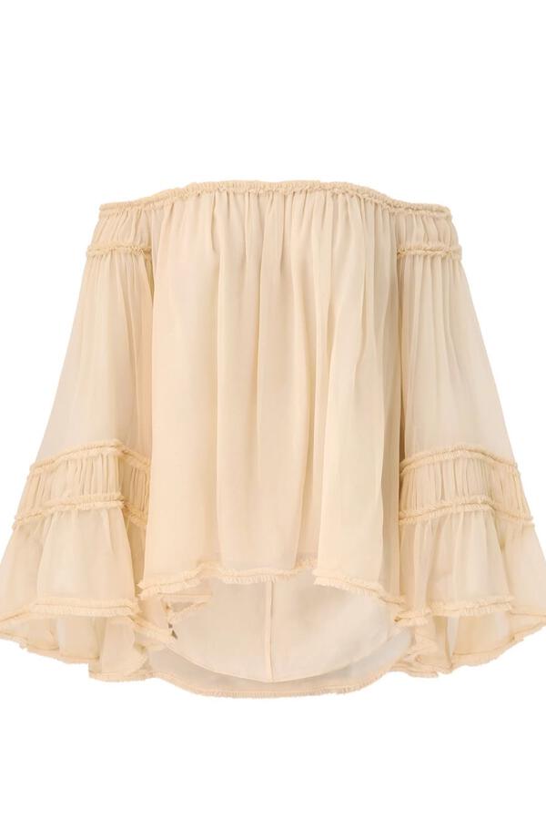 بلوزة ريبالين بقصة مريحة وحافة منسلة