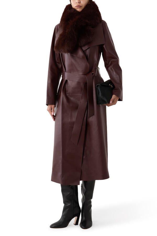 MAI-L Long Leather Wrap Coat