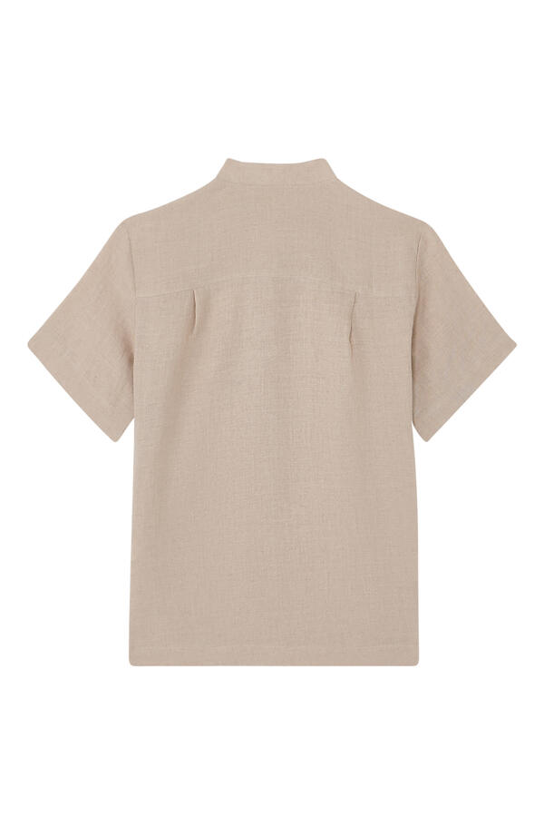 Kids Linen Shirt with Crest Embroidery