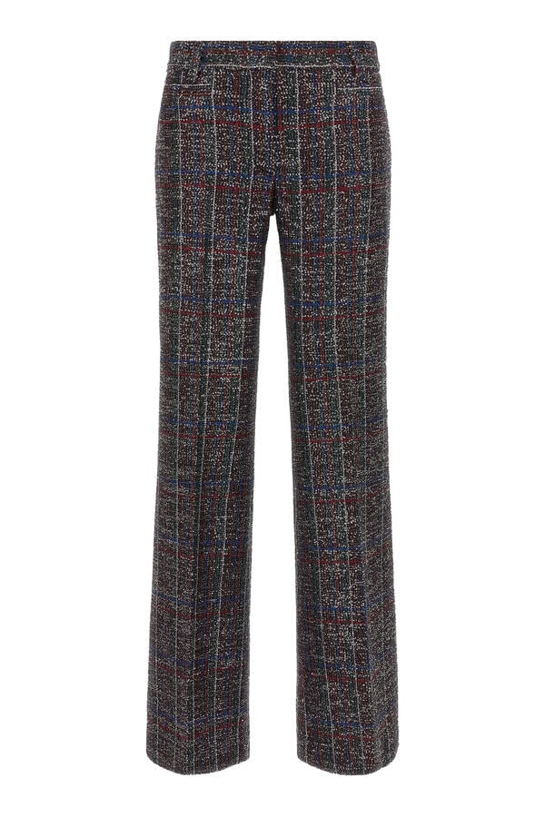 Flared Pants with Sequins in a Check Pattern