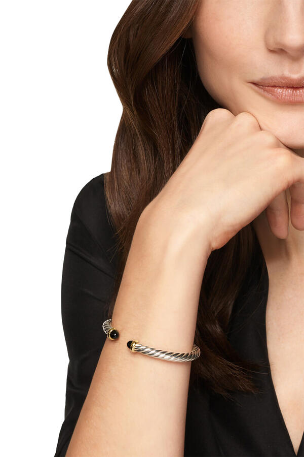 Cable Flex® Bracelet, Sterling Silver, 14k Yellow Gold & Onyx
