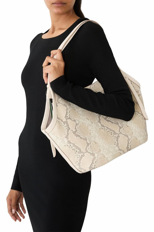 Deco Snake Embossed Crossbody Tote Bag