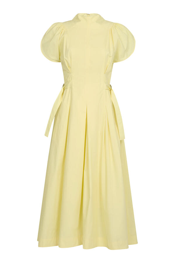 Puff Sleeves Side-Tie Midi Dress