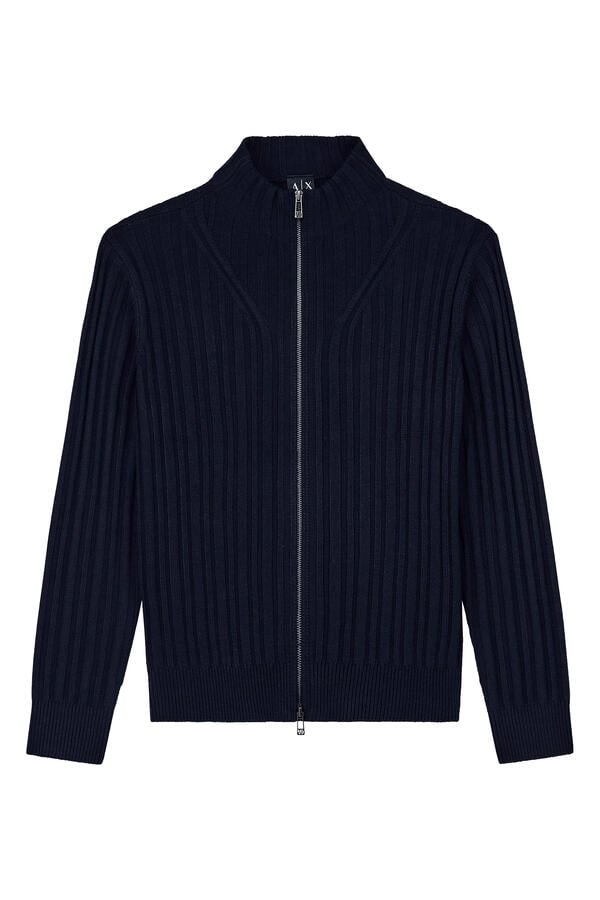 Zip-Up Ribbed Cardigan